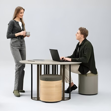 Table basse de réunion avec poufs de rangement pour échanges décontractés ZooZoo