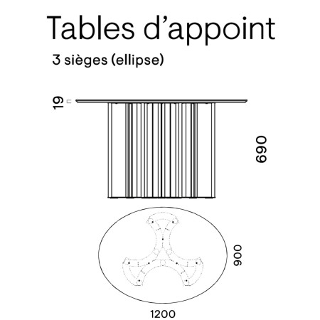 Dimensions de la table basse ZooZoo en ellipse