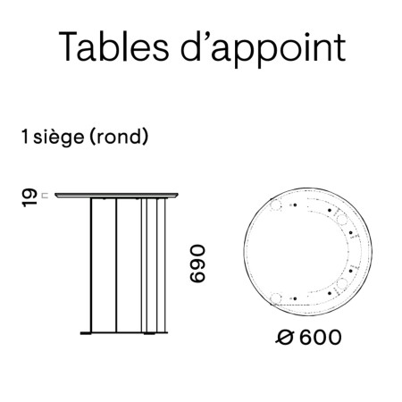 Dimensions table basse de réunion ZooZoo 1 place