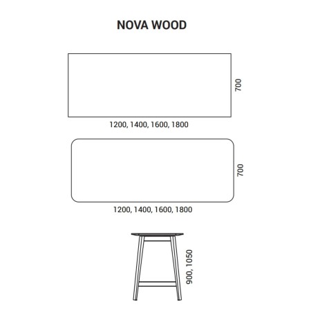 Dimensions de la table haute NOVA Wood