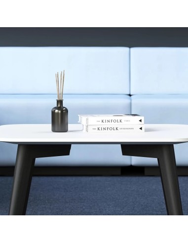 Table basse blanche pieds bois noir Nova Wood