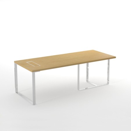 Bureau de direction minimaliste en bois clair avec passe-câble PLANA moderne
