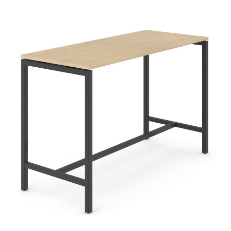Table haute rectangulaire en bois clair avec structure métallique noire