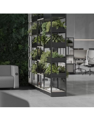Etagère MODULAIRE COMBUSnoire avec plantes vertes