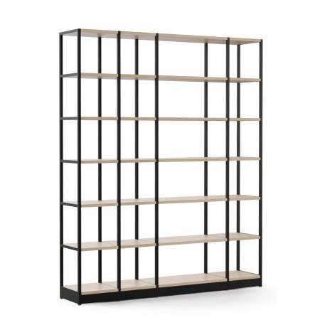 Grande étagère modulaire Combus en bois clair et métal noir pour rangement de bureau moderne