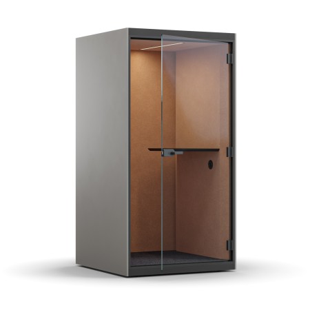 Cabine acoustique individuelle noire avec parois en feutre PET