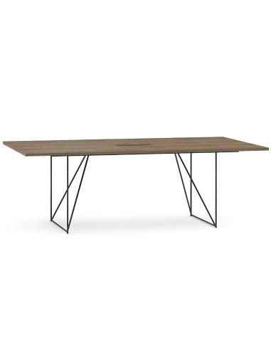 Table de réunion AIR bois avec piètement design en métal noir