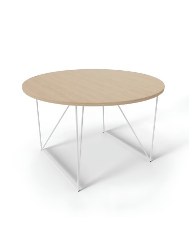 Table de réunion ronde AIR Ø120 cm avec piètement filaire blanc