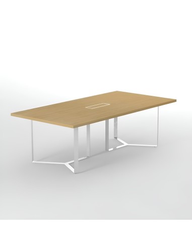 Table de conférenece rectangulaire moderne avec placage bois et acier personnalisable PLANA