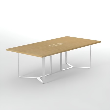 Table de conférenece rectangulaire moderne avec placage bois et acier personnalisable PLANA