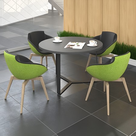 Table ronde pour échanges collaboratifs PLANA noire, design haut de gamme