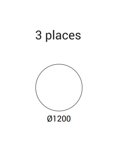Dimensions de la table ronde PLANA 3 places