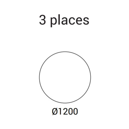 Dimensions de la table ronde PLANA 3 places