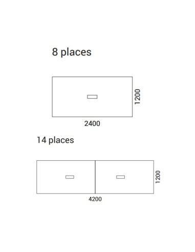 Dimensions de la table rectangulaire de réunion PLANA