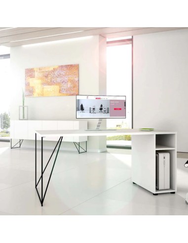 Bureau blanc AIR avec pied filaire noir design minimaliste et épuré pour bureau pro et personnel