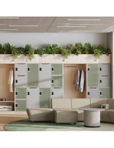 Hall d'accueil avec casiers professionnels CHOICE sécurisés et modernes