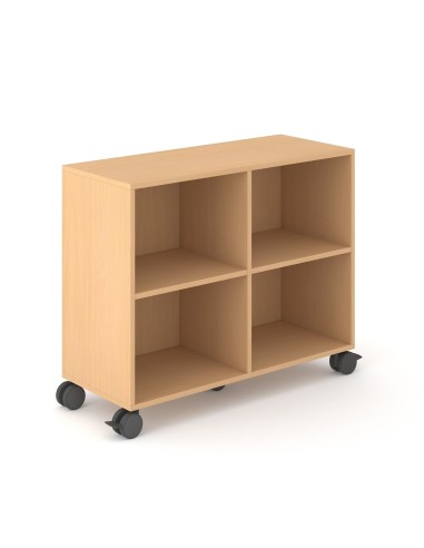 Armoire ouverte avec étagères sur roulettes, rangement mobile pour bureau