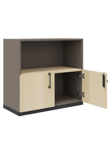 Armoire avec serrure et étagère ouverte coloris bois bicolor pour bureau CHOICE