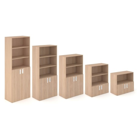 Armoire CHOICE bois avec portes verrouillables et étagères ouvertes en haut, disponible en plusieurs haute