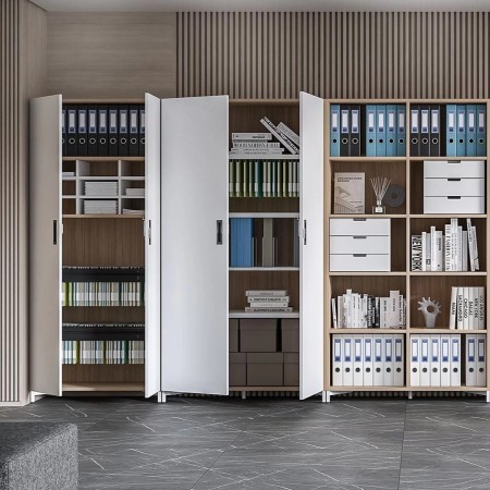 Armoires CHOICE ouvertes avec rangements dossiers et vêtements bureau
