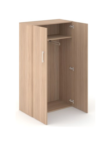 Armoire vestiaire CHOICE avec portes battantes sans serrure, avec tringle et étagère, finition bois