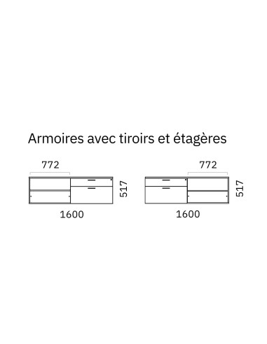 Dimensions de l'armoire avec étagères et tiroirs CHOICE