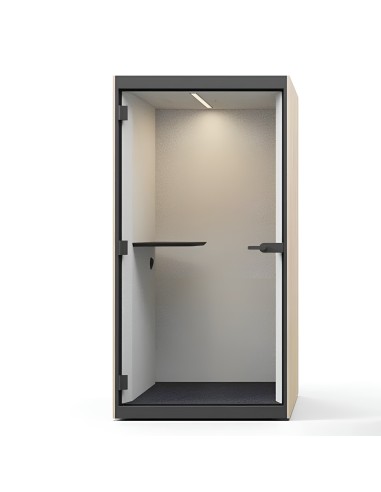 Cabine acoustique SONUS S vide avec éclairage LED et tablette murale intégrée