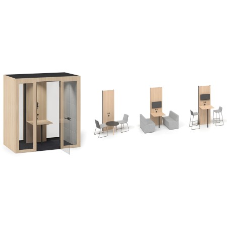 Cabine acoustique insonorisée pour réunions ou appels – 2 personnes –  SILENT ROOM M