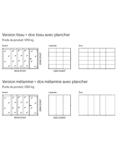 Version tissu et mélaminé XL