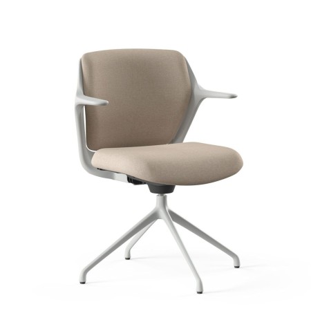 Chaise OFY tissu beige avec patins fixes – accoudoirs non inclus