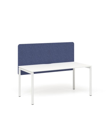 Bureau blanc avec cloison acoustique bleu DESK 760