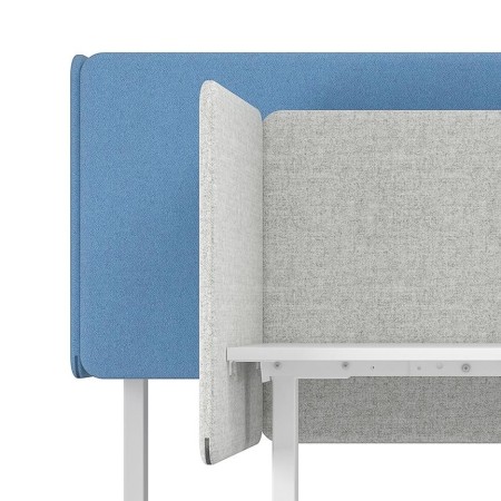 Cloison acoustique bleue et grise pour bureau assis debout individuel