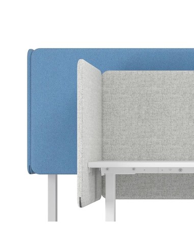 Cloison acoustique bleue et grise pour bureau assis debout individuel