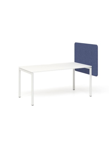 Écran acoustique latéral gauche 1000 mm bleu monté sur bureau blanc DESK 760