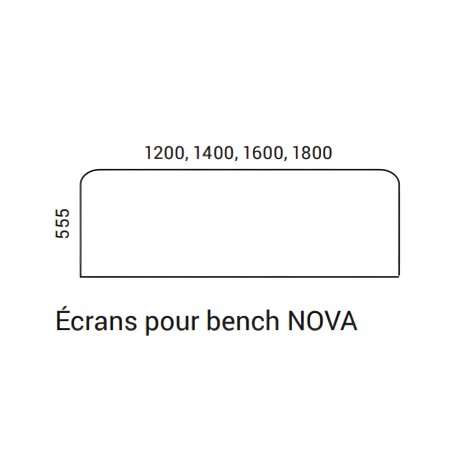 Dimensions de l'écran acoustique TOP 530 pour bench