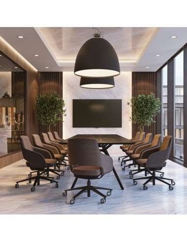 Chaise pivotante dossier bas tissu rembourré sur roulettes – SANDIE