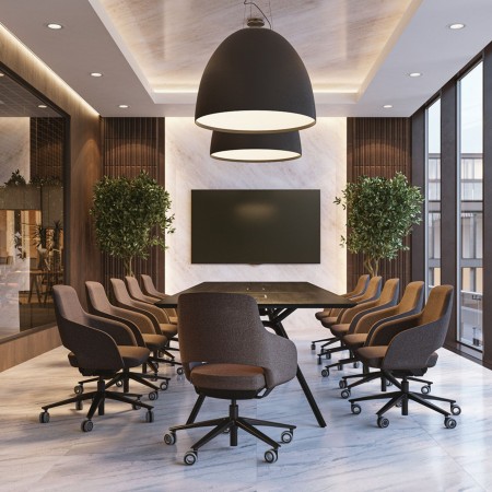 Chaise pivotante dossier bas tissu rembourré sur roulettes – SANDIE