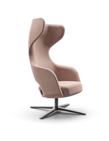 Chaise design pivotante dossier haut rose - Sandie