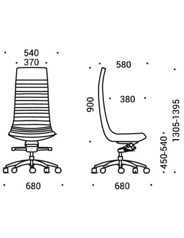 Dimensions chaise de direction North Cape en cuir – sans accoudoirs