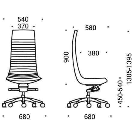 Dimensions chaise de direction North Cape en cuir – sans accoudoirs