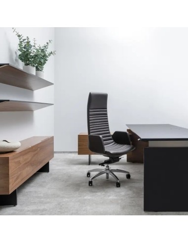 Chaise de bureau camel dans un bureau à domicile moderne.	North Cape