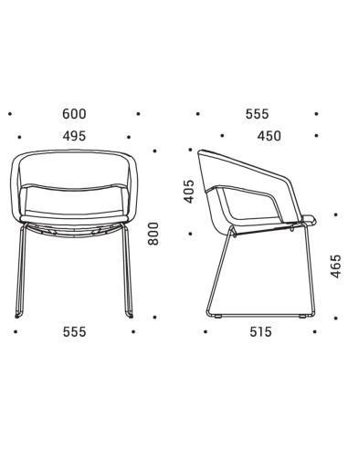 Dimensions chaise TWIST&SIT accoudoirs – format luge moderne