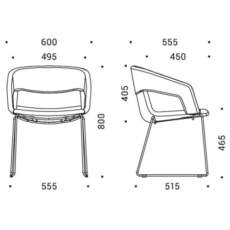 Dimensions chaise TWIST&SIT accoudoirs – format luge moderne