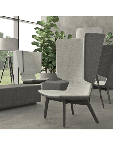 Ambiance lounge avec deux fauteuils TWIST&SIT et plante d’intérieur