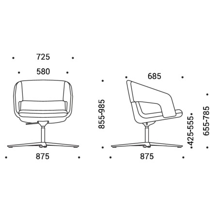 Fauteuil pivotant lounge sur base étoile fixe – TWIST&SIT Soft 2
