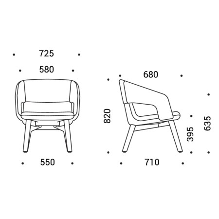 Dimensions fauteuil pivotant lounge sur base étoile fixe – TWIST&SIT Soft