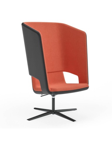 fauteuil lounge pivotant TWIST&SIT en tissu bicolore avec piètement étoile métal chromé