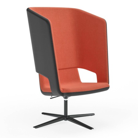 fauteuil lounge pivotant TWIST&SIT en tissu bicolore avec piètement étoile métal chromé