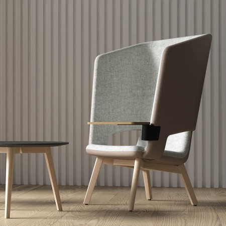 Fauteuil lounge dossier haut tissu pieds bois frêne – TWIST&SIT Soft 2