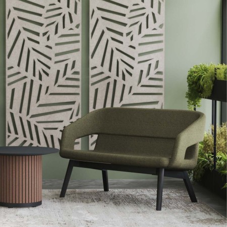 Canapé TWIST&SIT Soft olive avec piètement bois noir – Mobilier d’accueil moderne